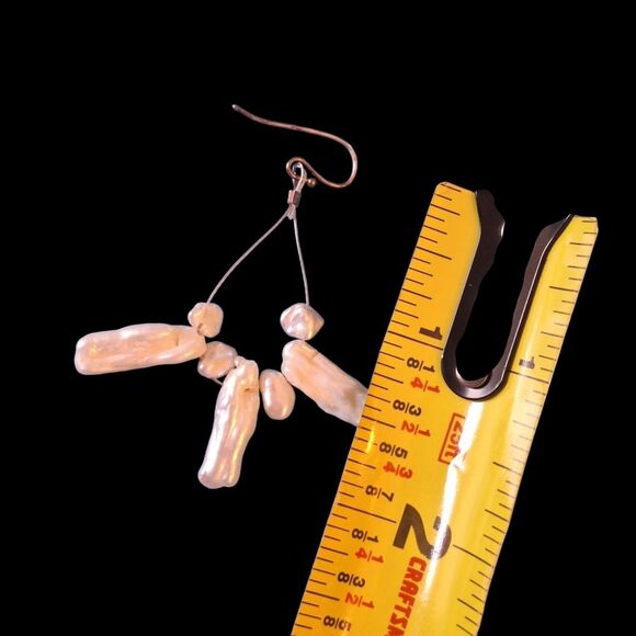 Freshwater Stick Pearl Necklace and Earrings Set Vintage 1980s T-Clasp - Picture 10 of 14